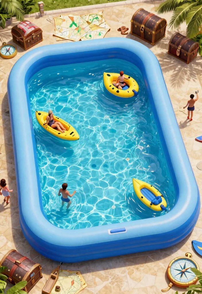 21 Fun Inflatable Pool Ideas for Your Backyard Summer Setup Must See 15. Adventure Theme Pool 0