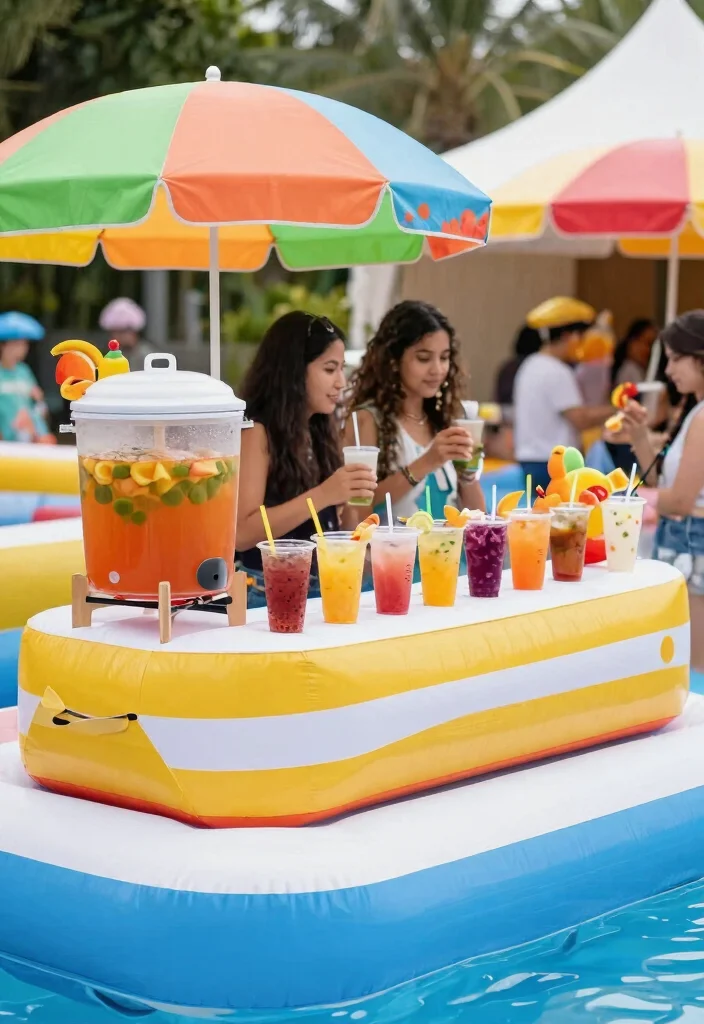 21 Fun Inflatable Pool Ideas for Your Backyard Summer Setup Must See 16. Themed Drink Station 0