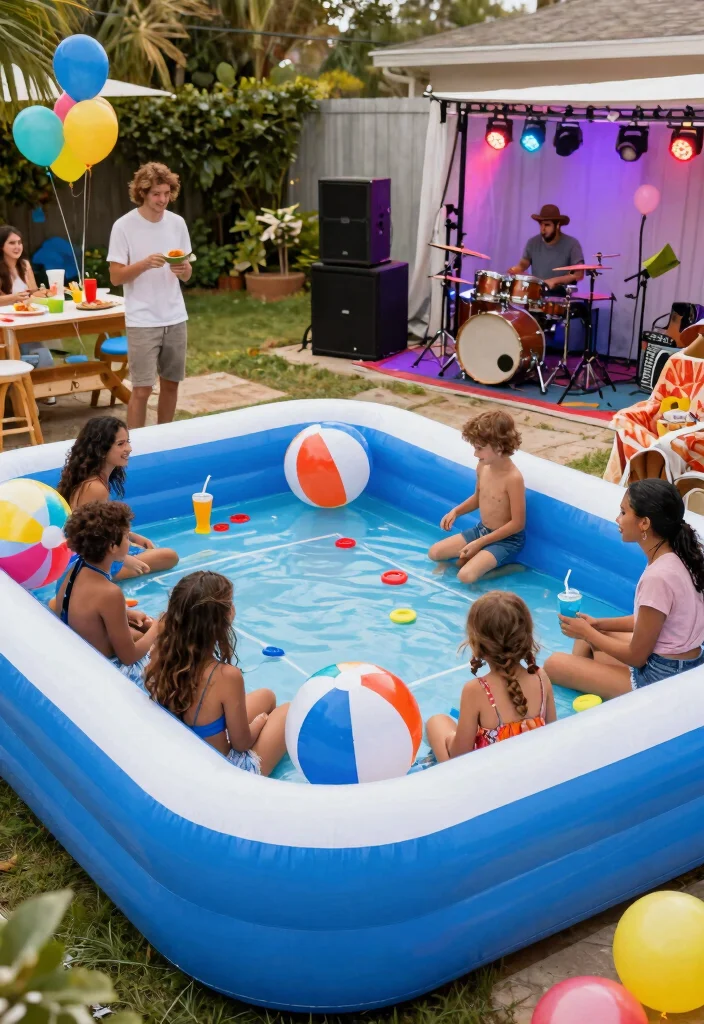 21 Fun Inflatable Pool Ideas for Your Backyard Summer Setup Must See 20. Festive Holiday Pool Party 0