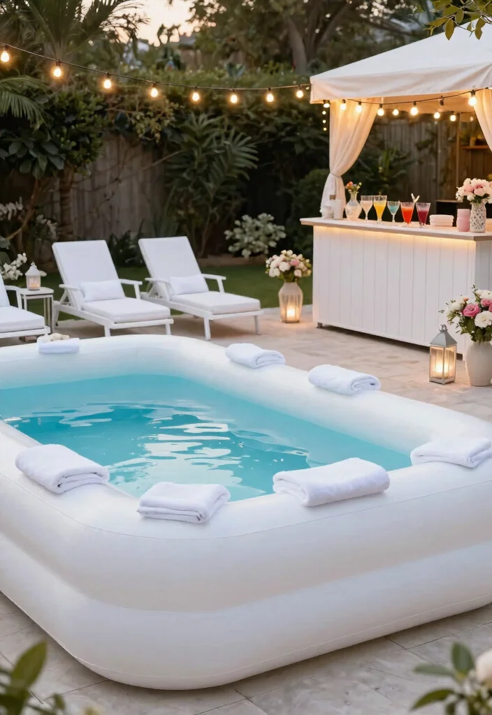 21 Fun Inflatable Pool Ideas for Your Backyard Summer Setup Must See 4. Elegant White Decor 0