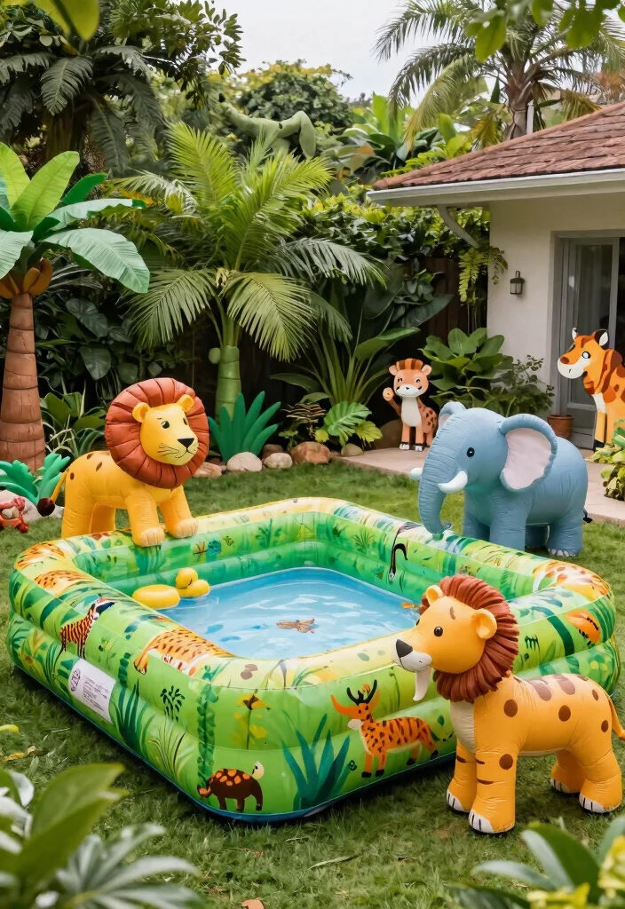 21 Fun Inflatable Pool Ideas for Your Backyard Summer Setup Must See 7. Animal Kingdom Theme 0