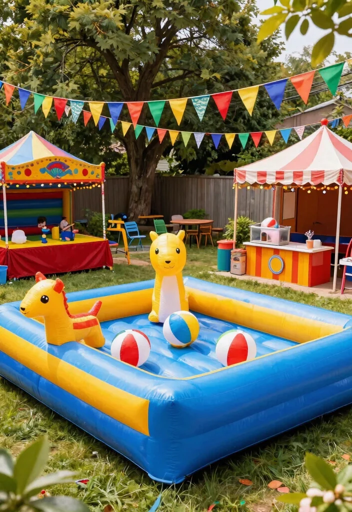 21 Fun Inflatable Pool Ideas for Your Backyard Summer Setup Must See 9. Colorful Carnival Vibes 0