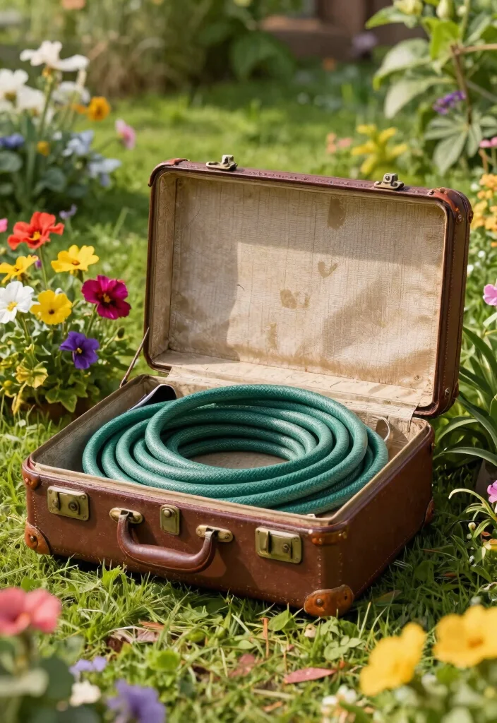 21 Genius Garden Hose Ideas to Keep Your Yard Tidy 10 21 Genius Garden Hose Ideas to Keep Your Yard Tidy 10. Vintage Suitcase Hose Holder 0