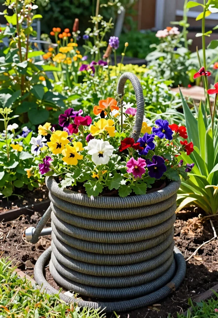 21 Genius Garden Hose Ideas to Keep Your Yard Tidy 12 21 Genius Garden Hose Ideas to Keep Your Yard Tidy 12. Upcycled Garden Hose Planter 0