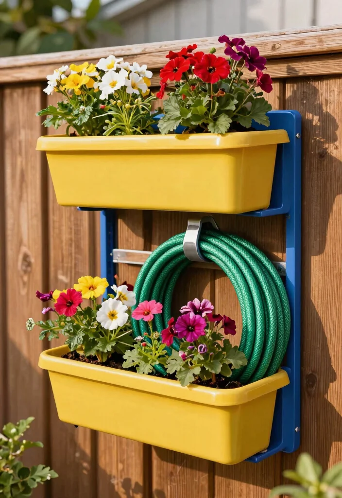21 Genius Garden Hose Ideas to Keep Your Yard Tidy 15 21 Genius Garden Hose Ideas to Keep Your Yard Tidy 15. Wall Mounted Hose Organizer with Planters 0