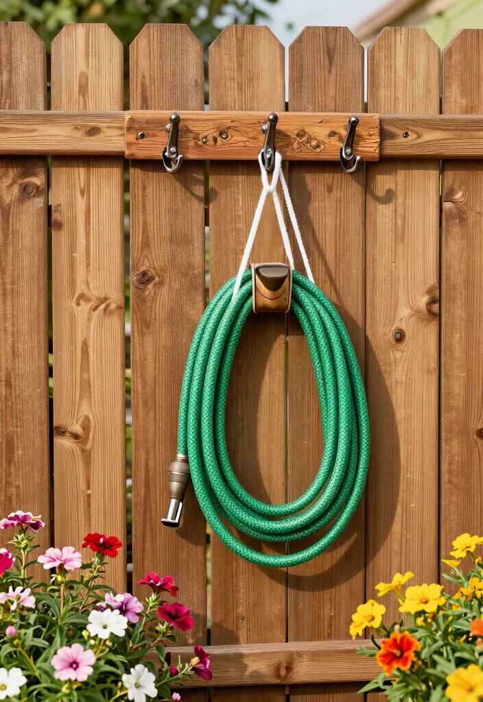 21 Genius Garden Hose Ideas to Keep Your Yard Tidy 21 21 Genius Garden Hose Ideas to Keep Your Yard Tidy 21. Hanging Hose Storage on Fencing 0