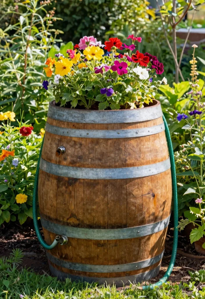 21 Genius Garden Hose Ideas to Keep Your Yard Tidy 3 21 Genius Garden Hose Ideas to Keep Your Yard Tidy 3. Repurposed Wine Barrel 0