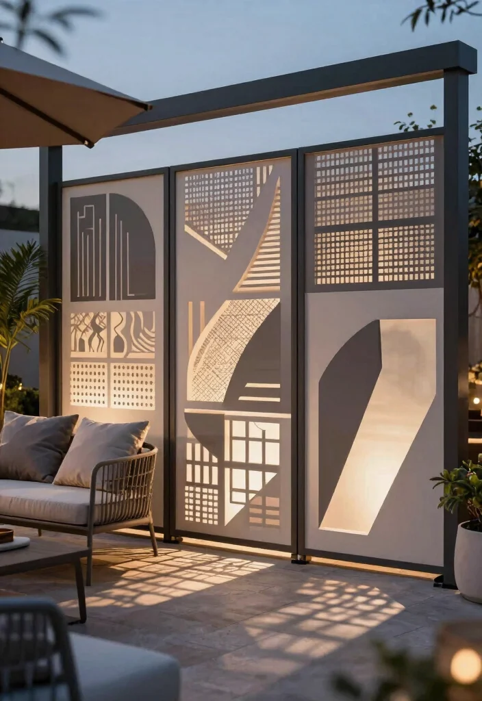 21 Smart Patio Screen Ideas for Ultimate Backyard Privacy 18. Geometric Patterned Panels 0
