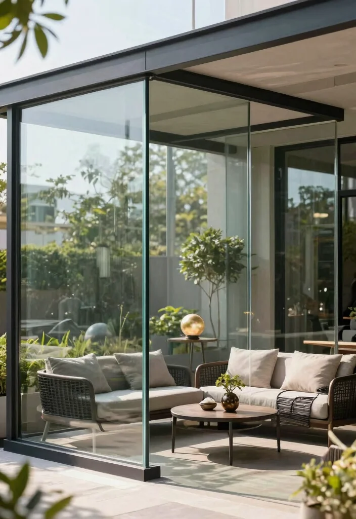 21 Smart Patio Screen Ideas for Ultimate Backyard Privacy 20. Glass Panels for Elegance 0