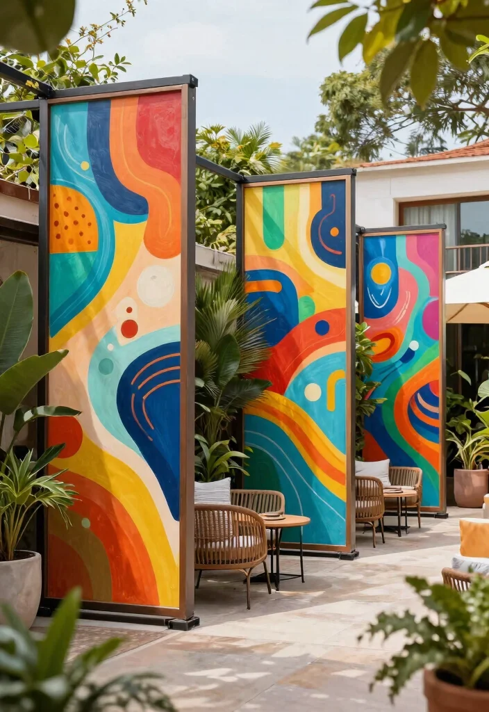 21 Smart Patio Screen Ideas for Ultimate Backyard Privacy 21. Artistic Mural Screens 0