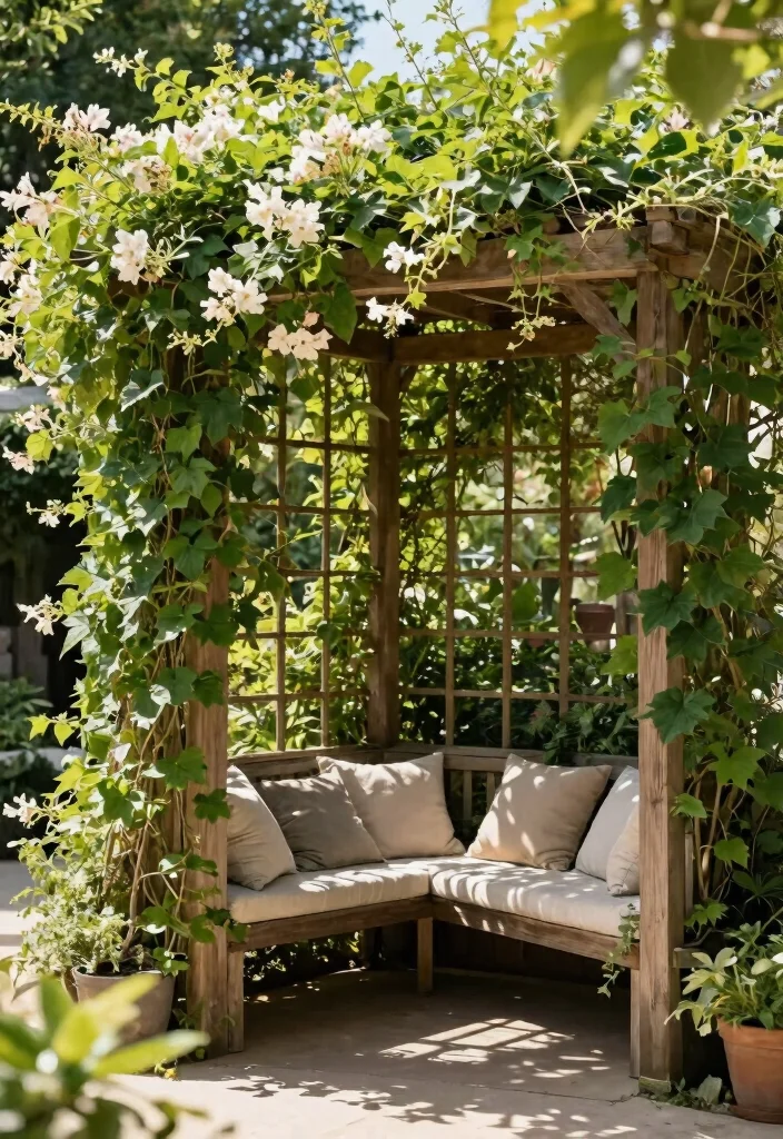 21 Smart Patio Screen Ideas for Ultimate Backyard Privacy 3. Trellis with Climbing Vines 0