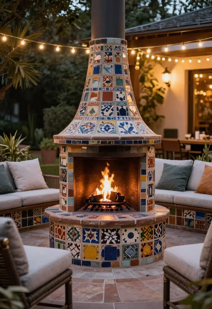 21 Stunning Chiminea Ideas for a Cozy Backyard Fire Must See 15. Chic Tiled Patio Chiminea 0