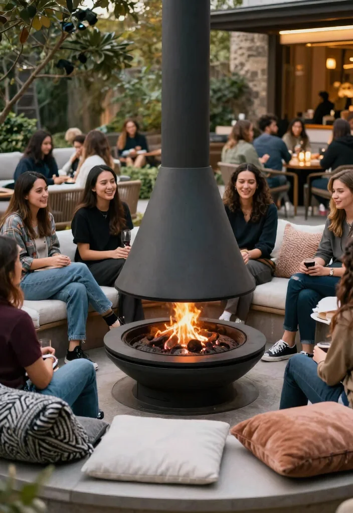 21 Stunning Chiminea Ideas for a Cozy Backyard Fire Must See 19. Interactive Chiminea with Built In Seating 0