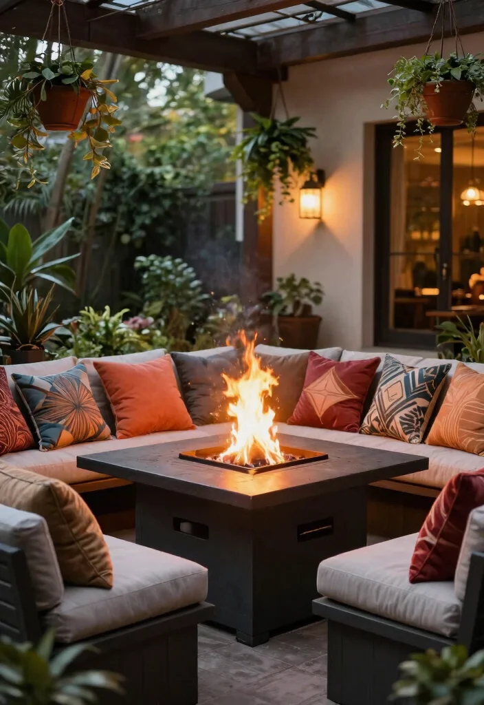 21 Stunning Fire Pit Table Ideas for Outdoor Entertaining 10. Fire Pit Table with Built In Seating 0