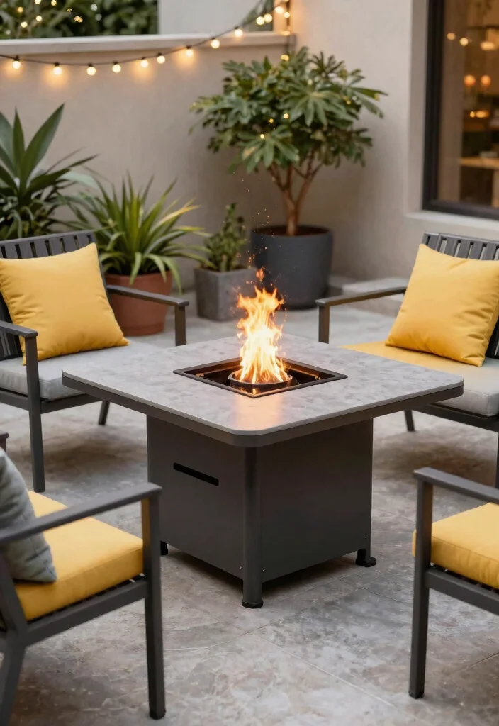 21 Stunning Fire Pit Table Ideas for Outdoor Entertaining 15. Fire Pit Table with Folding Features 0