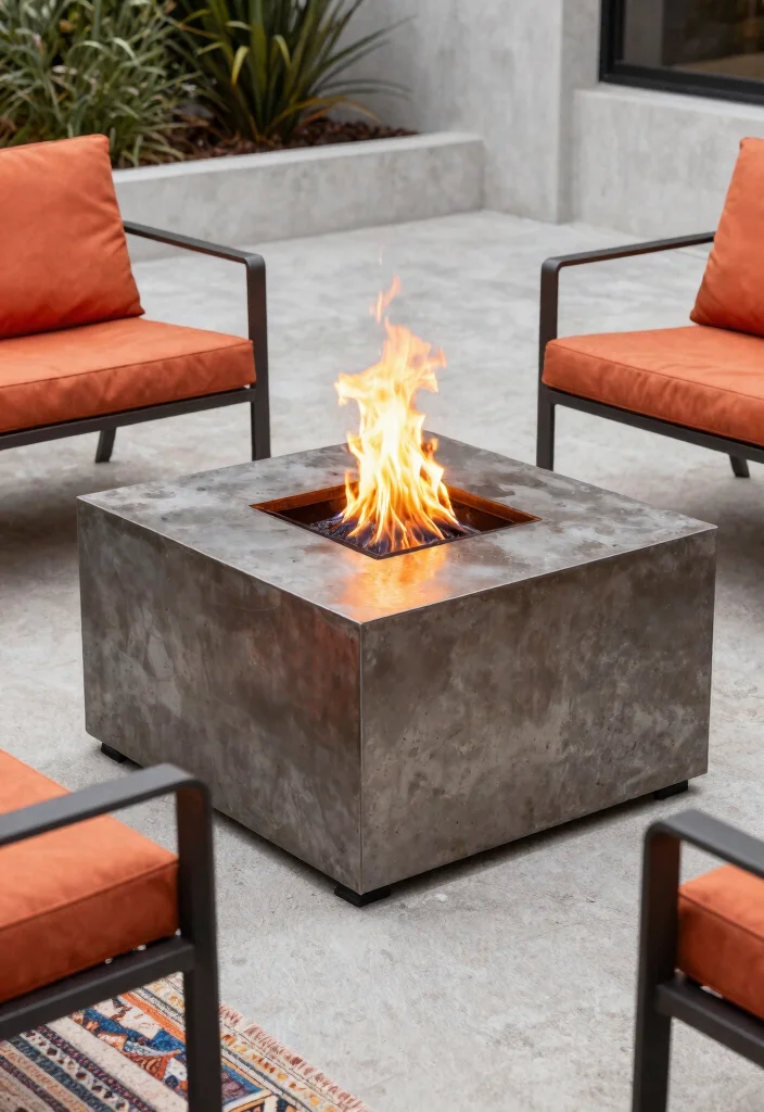 21 Stunning Fire Pit Table Ideas for Outdoor Entertaining 17. Industrial Fire Pit Table 0