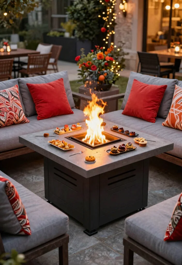21 Stunning Fire Pit Table Ideas for Outdoor Entertaining 19. Fire Pit Table with Customizable Inserts 0