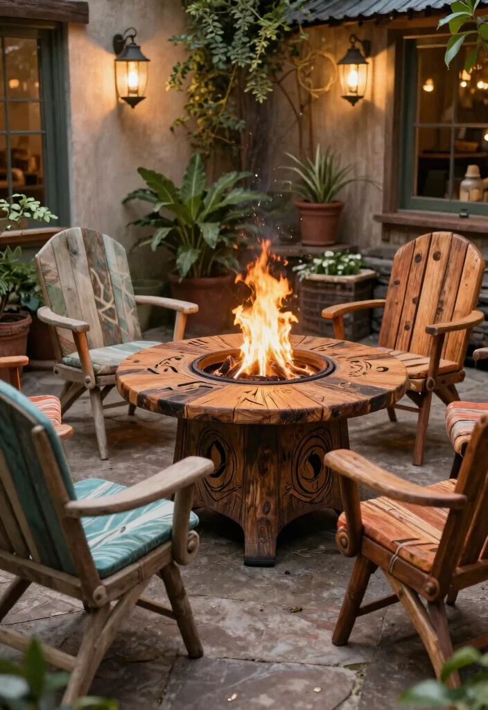 21 Stunning Fire Pit Table Ideas for Outdoor Entertaining 9. Vintage Style Fire Pit Table 0