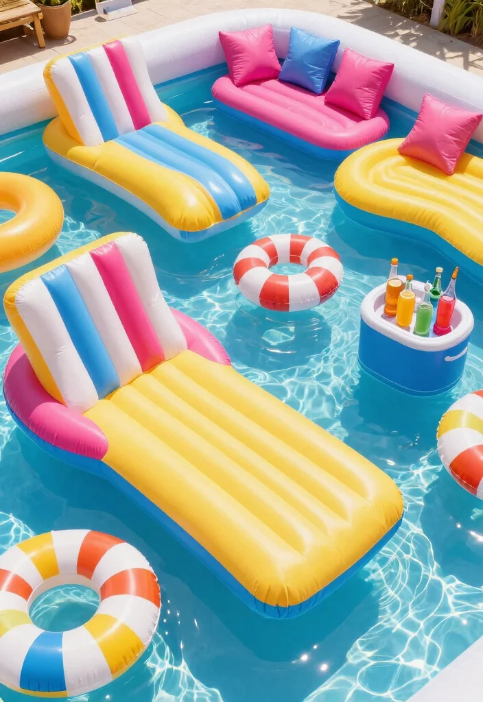 25 Best Inflatable Pool Ideas to Beat the Heat This Summer 13. Colorful Floating Lounges 0