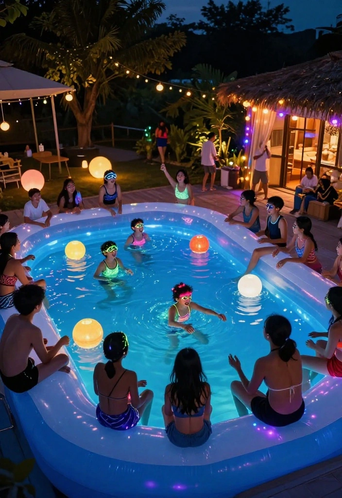 25 Best Inflatable Pool Ideas to Beat the Heat This Summer 19. Glow in the Dark Pool 0