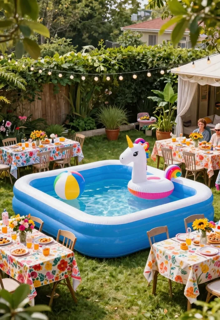 25 Best Inflatable Pool Ideas to Beat the Heat This Summer 2. Garden Party Paradise 0