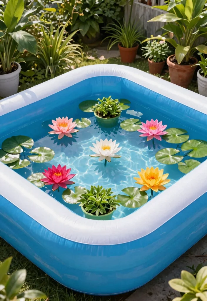 25 Best Inflatable Pool Ideas to Beat the Heat This Summer 4. Floating Garden 0