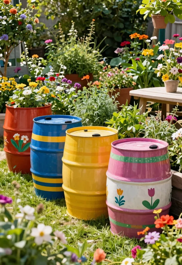 25 Clever Rain Barrel Ideas to Save Water and Money 6. Colorful and Creative Barrels 0