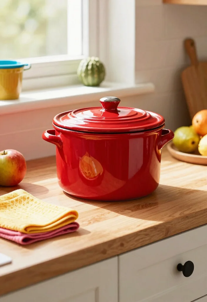 7 Aesthetic Pottery Compost Bin Ideas for Kitchen Counters 7. Bold Color Statements 0