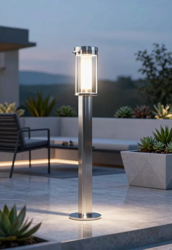 7 Best Wenrth Outdoor Post Top Lantern Designs 3. Modern Minimalism with the Stainless Steel Lantern 0
