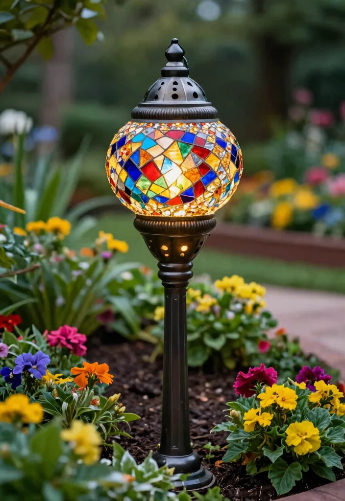 7 Best Wenrth Outdoor Post Top Lantern Designs 4. Artistic Flair with the Mosaic Lantern 0