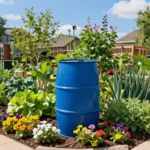 7 Classic Blue Rain Barrel Ideas for a Tidy Garden Look