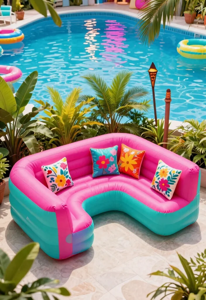 7 Luxurious Inflatable Sofa Pool Ideas Lounge in Style 1. Tropical Paradise Vibes 0