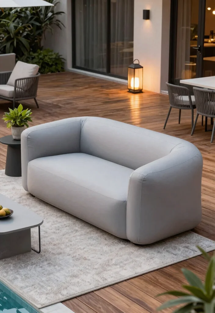 7 Luxurious Inflatable Sofa Pool Ideas Lounge in Style 2. Chic Minimalist Retreat 0