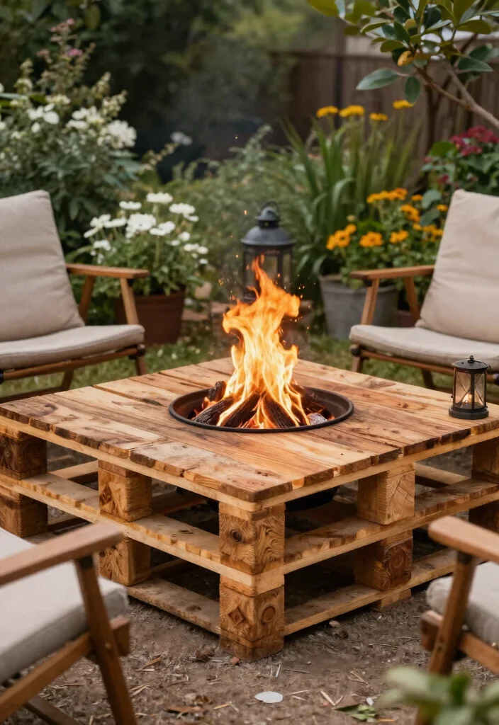 7 Smart Fire Pit Table Top Cover DIY Hacks Protect Your Pit 1. Repurposed Pallet Table 0