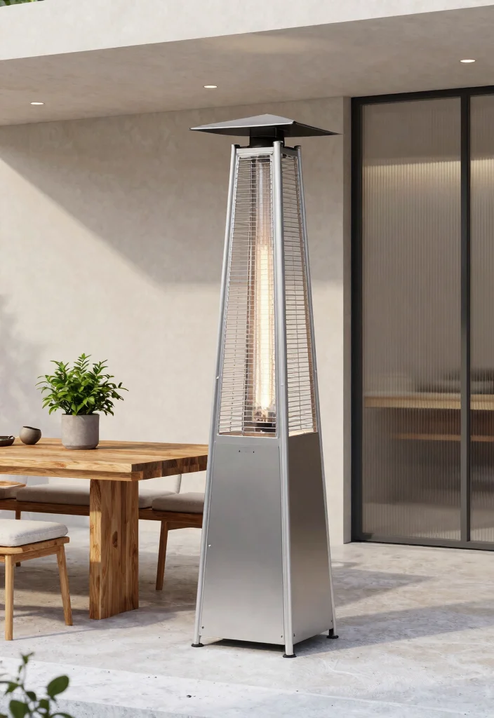 7 Top Seasonal Trends Patio Heater Designs for This Winter 1. Sleek Minimalist Steel Heaters 0