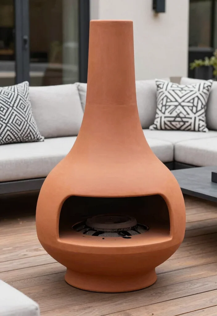 9 Beautiful Terracotta Chiminea Ideas for a Warm Glow 2. Modern Minimalism Sleek and Stylish 0