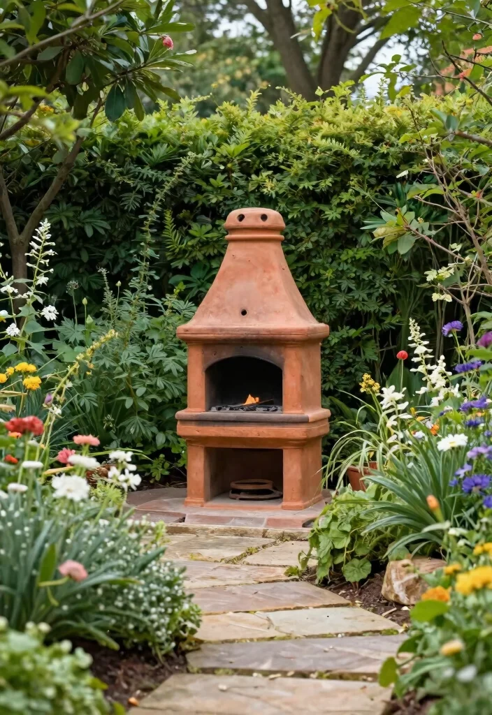 9 Beautiful Terracotta Chiminea Ideas for a Warm Glow 6. Surround with Nature Blend with the Landscape 0