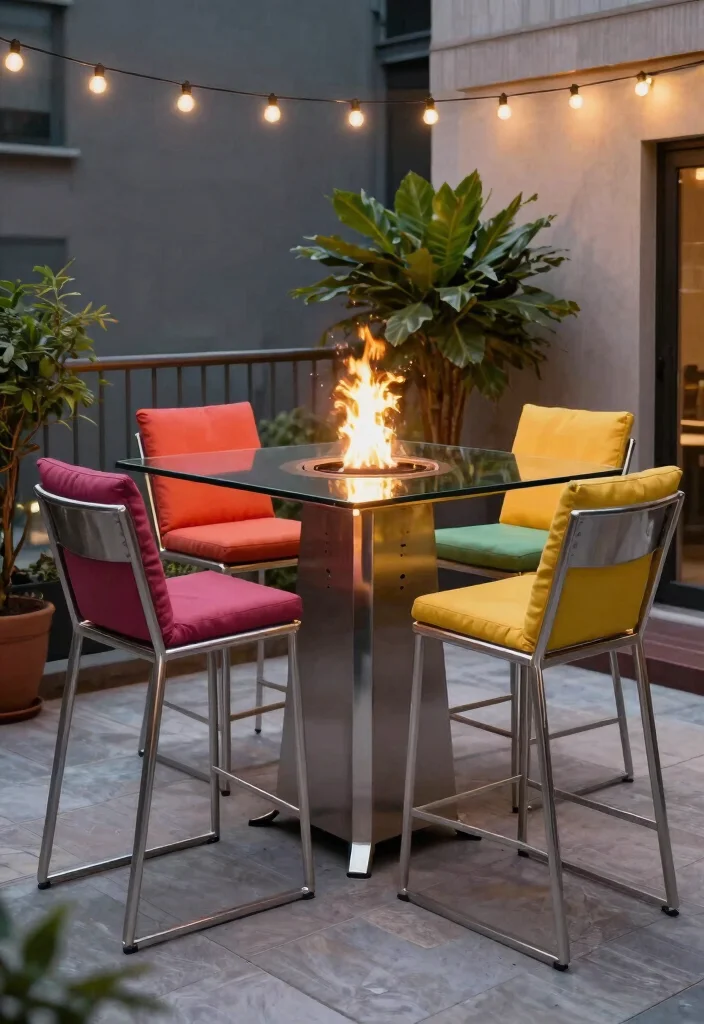 9 Best Outdoor High Top Table and Chairs With Fire Pit Setup 1. Modern High Top Dining Set with Fire Pit 0