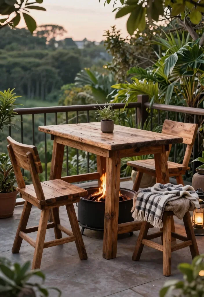 9 Best Outdoor High Top Table and Chairs With Fire Pit Setup 2. Rustic Wood High Top Table and Chairs 0