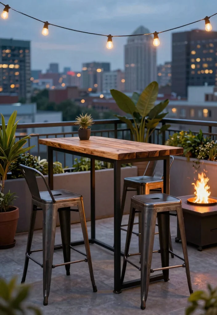 9 Best Outdoor High Top Table and Chairs With Fire Pit Setup 4. Industrial Style High Top Table with Fire Pit 0