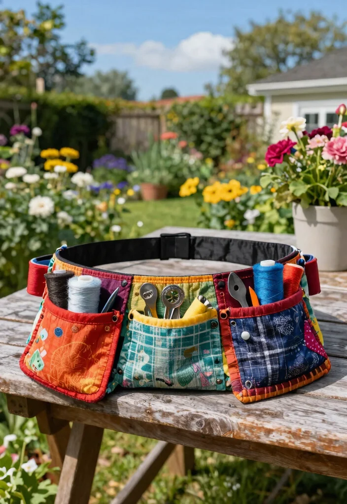 9 Cute Sewing Tool Belt Ideas to Keep Your Pins Handy 7. Patchwork Charm Tool Belt 0