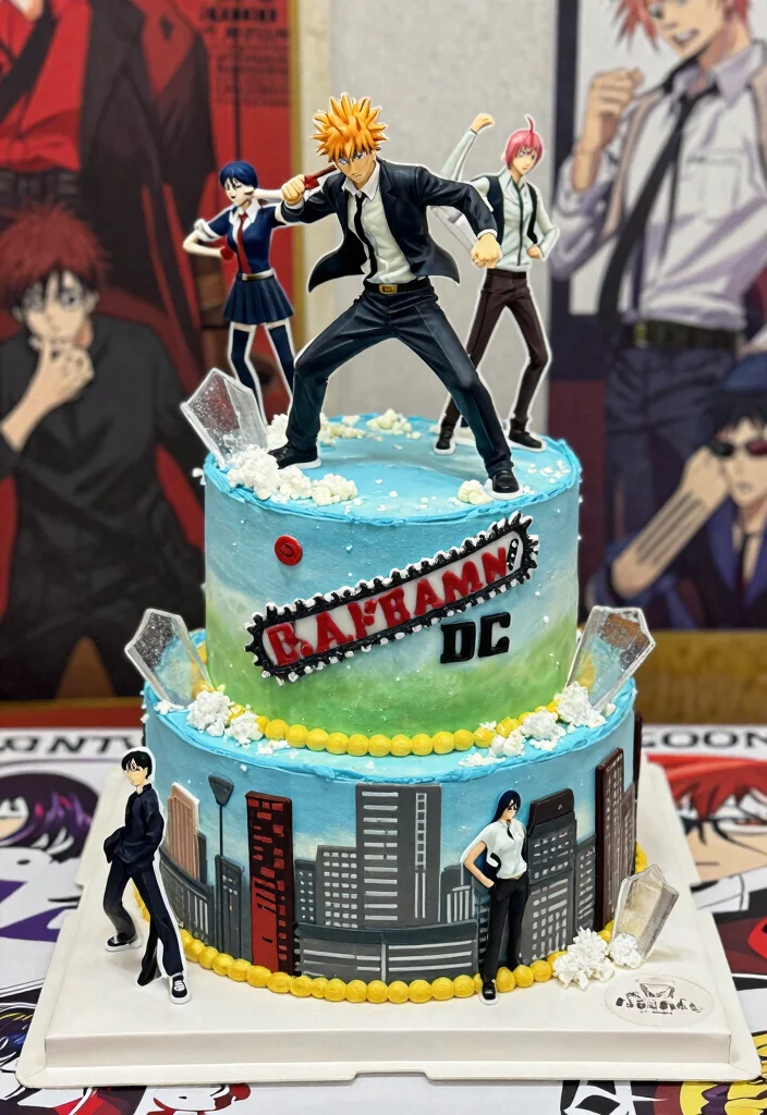 9 Epic Chainsaw Man Cake Ideas for Anime Fans Birthday Bakes 3. Chainsaw Man Fight Scene Cake 0