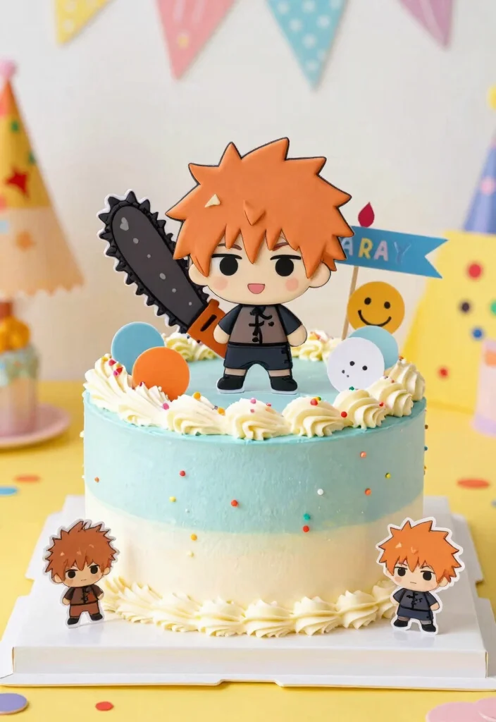 9 Epic Chainsaw Man Cake Ideas for Anime Fans Birthday Bakes 6. Chibi Chainsaw Man Cake 0