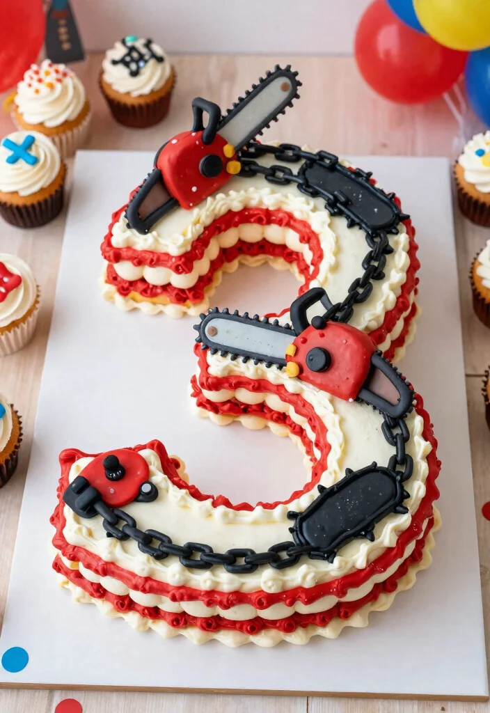 9 Epic Chainsaw Man Cake Ideas for Anime Fans Birthday Bakes 7. Chainsaw Man Birthday Number Cake 0