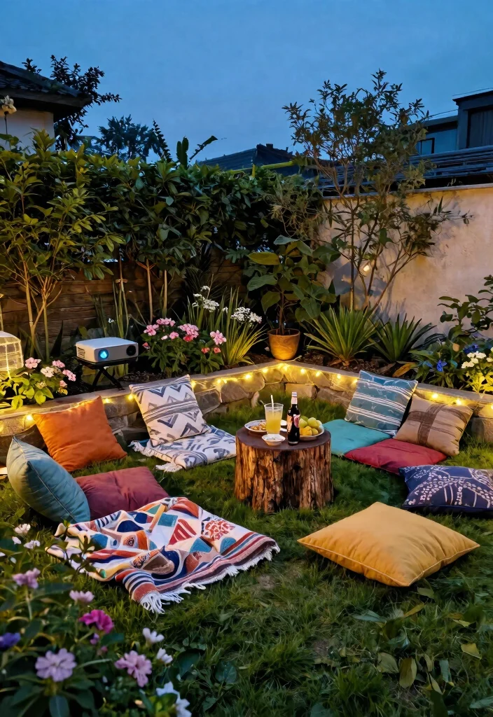 9 Epic Outdoor Patio Ideas Movie Screen Setups Family Fun 3. Garden Lounge with Movie Seating 0