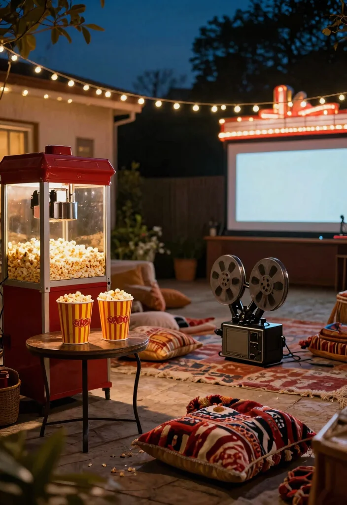 9 Epic Outdoor Patio Ideas Movie Screen Setups Family Fun 4. Vintage Movie Night with Retro Decor 0