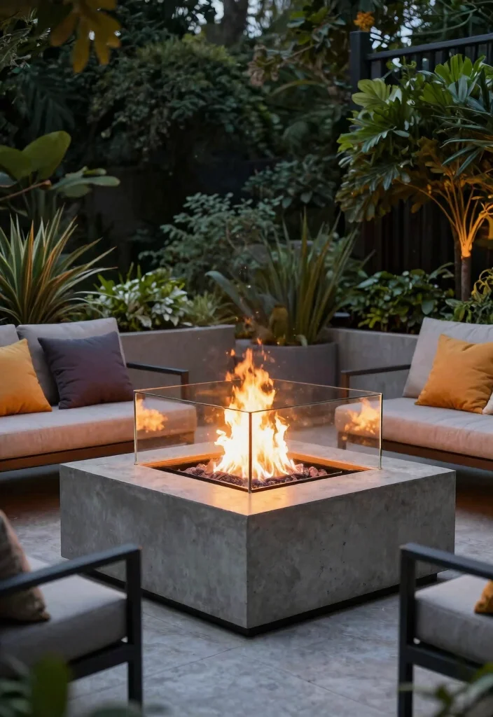 9 Modern Concrete Table Top Fire Pit Designs (Industrial) 4 9 Modern Concrete Table Top Fire Pit Designs Industrial 4. Stylish Concrete Fire Pit with Glass Surround 0