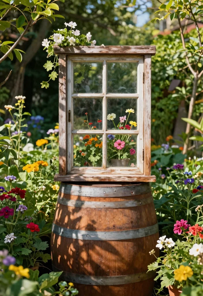 9 Secure Rain Barrel Cover Ideas to Keep Mosquitoes Out 8 9 Secure Rain Barrel Cover Ideas to Keep Mosquitoes Out 8. Vintage Window Frame Cover 0