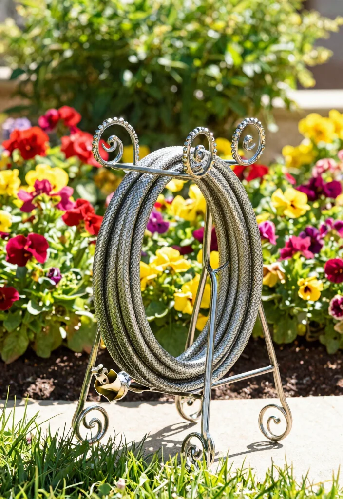 9 Sturdy Garden Hose Rack Ideas to Prevent Kinks 3 9 Sturdy Garden Hose Rack Ideas to Prevent Kinks 3. Decorative Metal Hose Holder 0